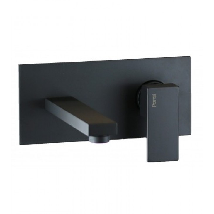 Miscelatore lavabo a muro Quadro Nero 22 cm