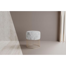 Pouf Tondo in ecopelle marmo con piedi oro h 45 cm