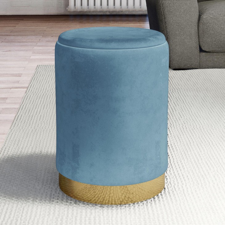 Pouf in velluto porta-oggetti blu Navy 