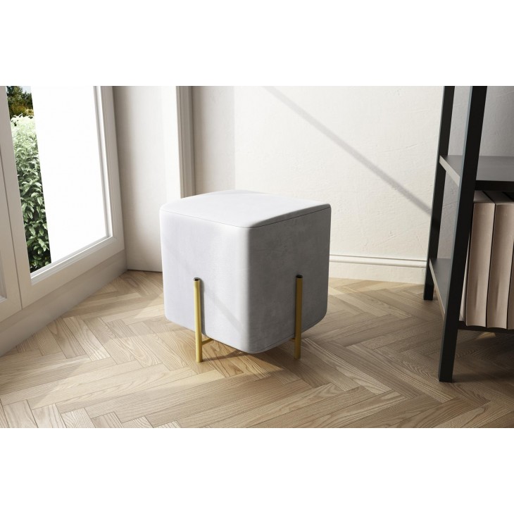 Pouf quadrato in velluto grigio 30x30