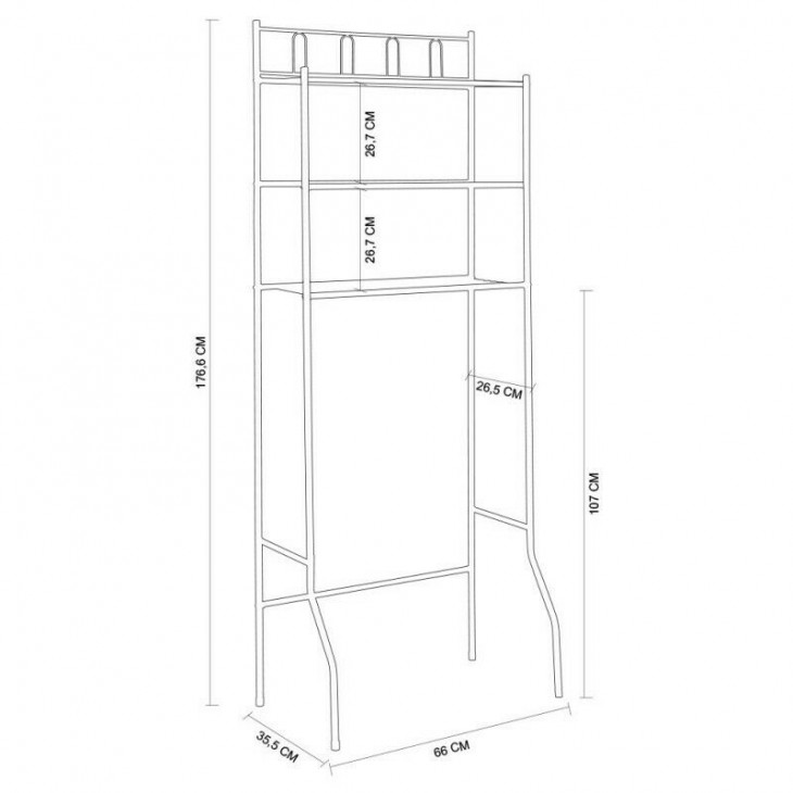 Scaffale sopralavatrice 3 ripiani bianco 